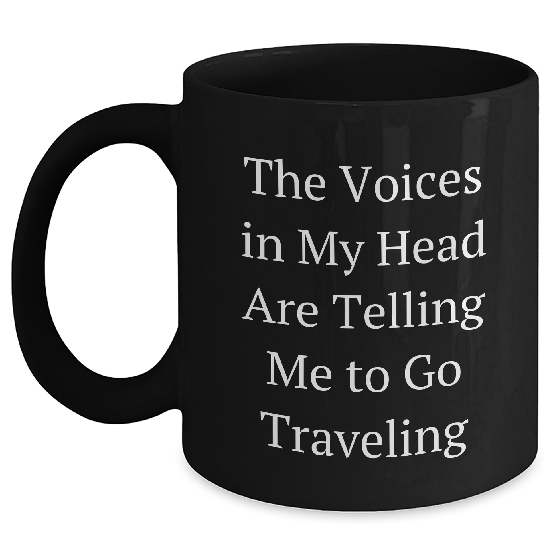 Traveling Voices Funny Black Coffee Mug Gifts from Friends for Graduation - Main