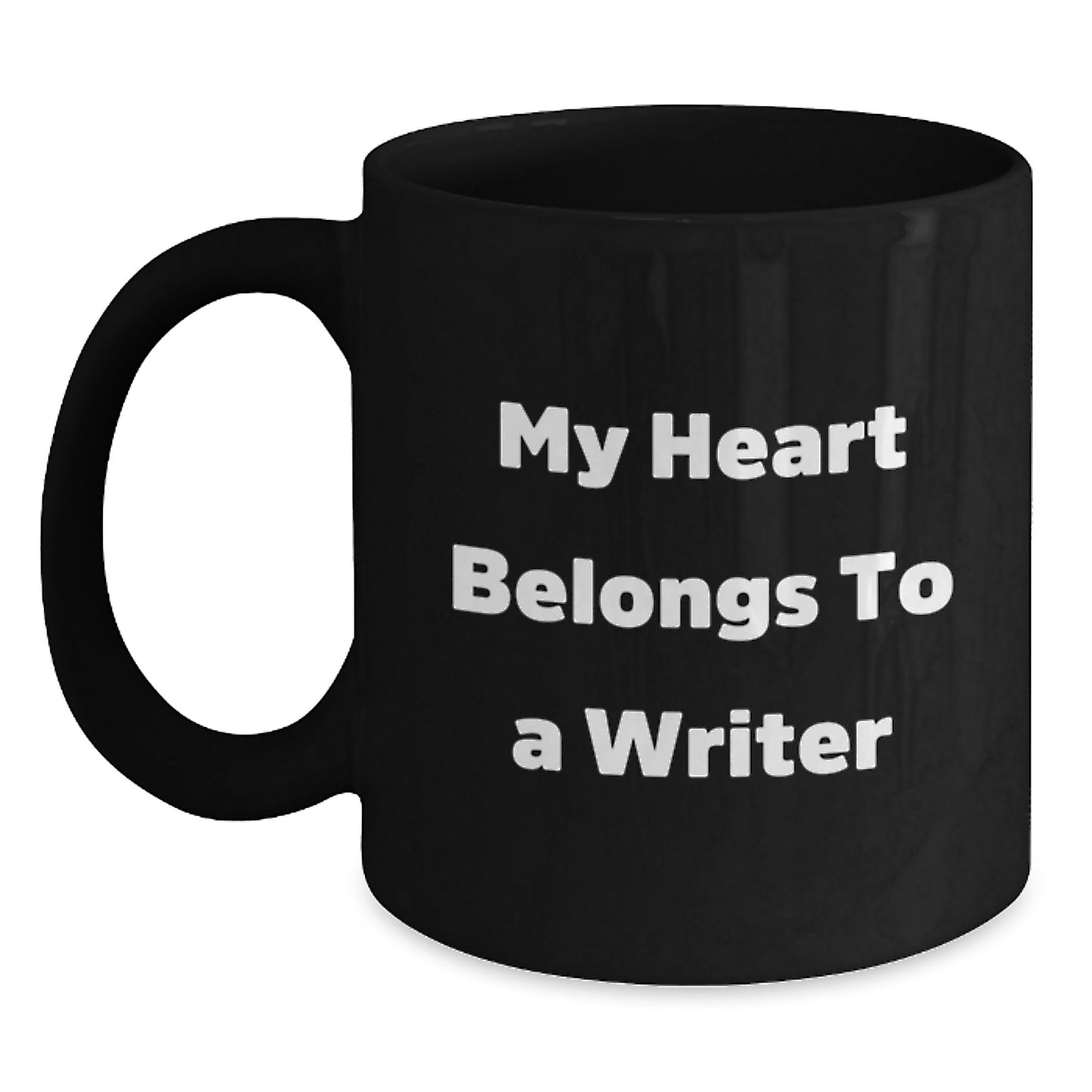 Writer Gifts from Friends for Him - Funny Black Coffee Mug - 'My Heart Belongs To A Writer' - Birthday Unique Gifts - Main