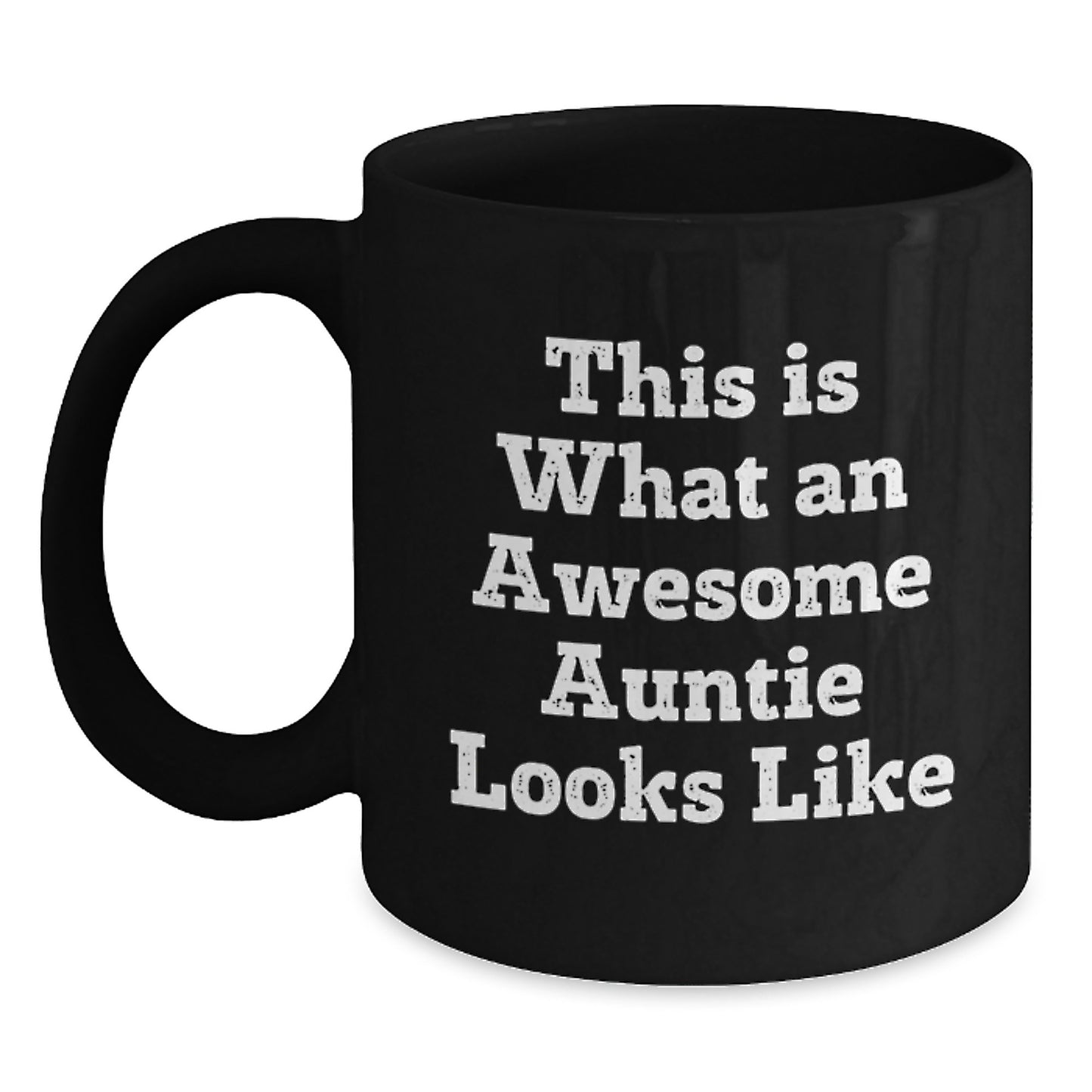 Auntie Gifts from Family, Awesome Auntie Black Coffee Mugs for Birthday, Funny Quote 'This Is What An Awesome Auntie Looks Like' Gifts for Auntie - Main