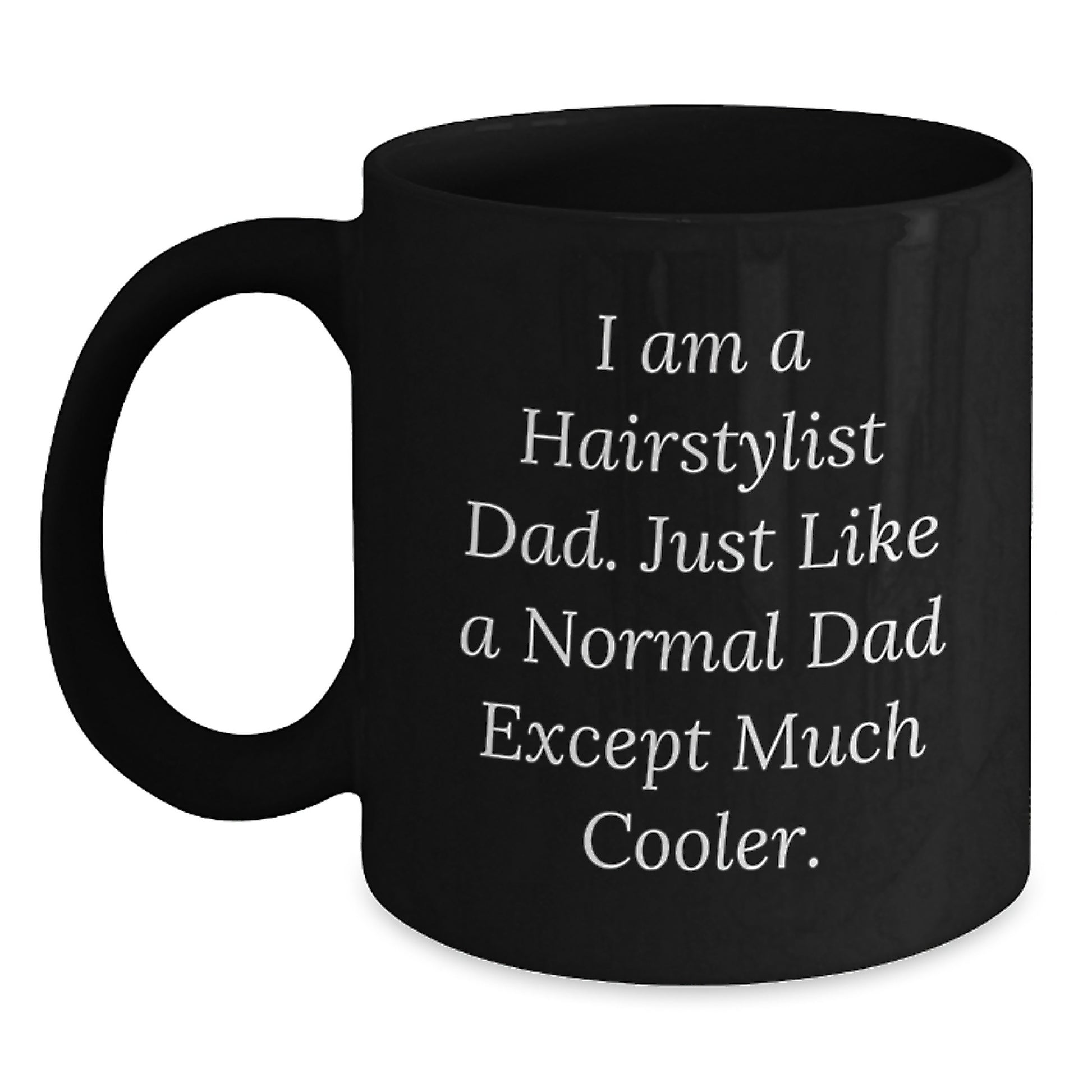 Funny Hairstylist Gifts for Men from Dad, Unique Black Coffee Mugs for Hairstylist Friends at Christmas, Cool Dad - Main