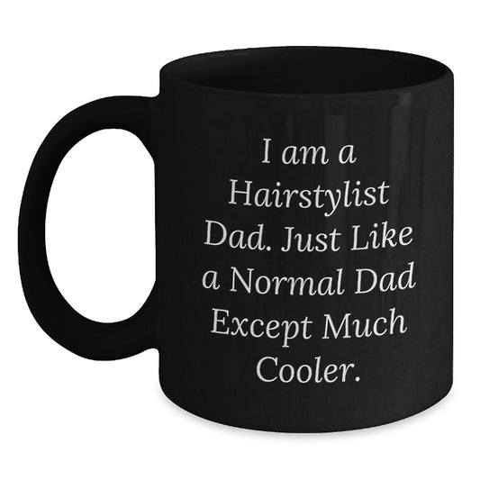 Funny Hairstylist Gifts for Men from Dad, Unique Black Coffee Mugs for Hairstylist Friends at Christmas, Cool Dad - Main