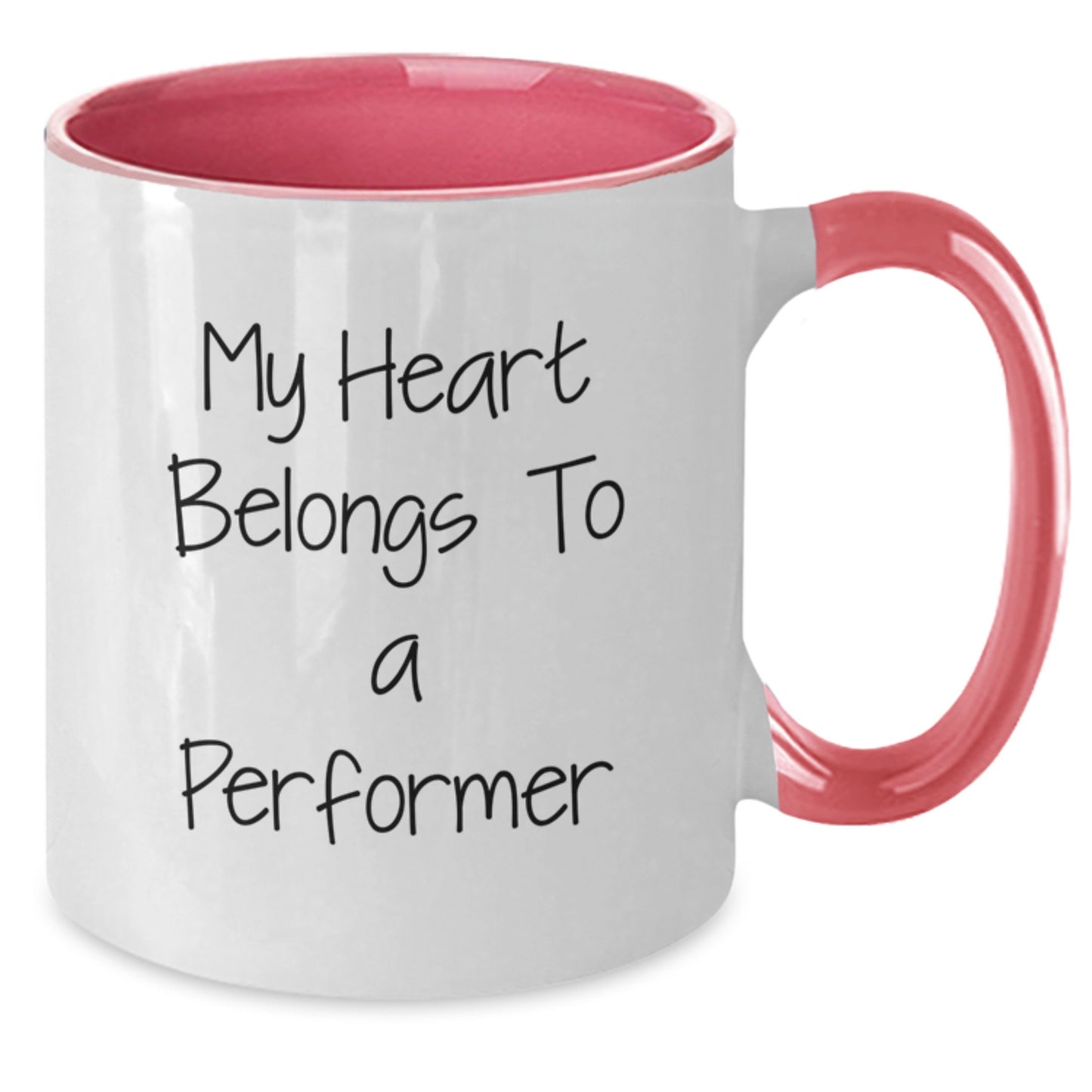 Funny Performer Gifts from Friends to Men - My Heart Belongs To A Performer Two Tone Coffee Mug, Birthday Unique Presents for Him - Additional