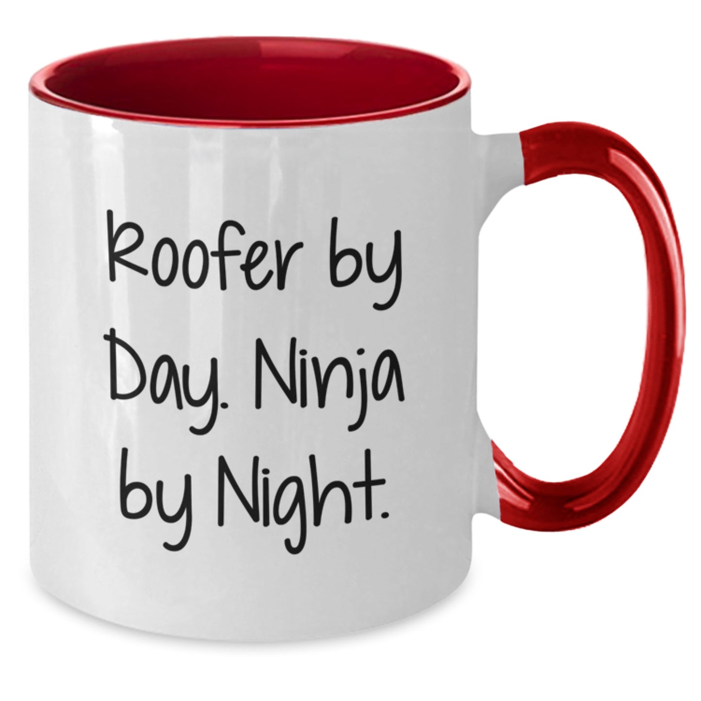 Roofer Humor Gifts from Friends for Birthday - Two Tone Coffee Mug, Roofer By Day. Ninja By Night. - Additional