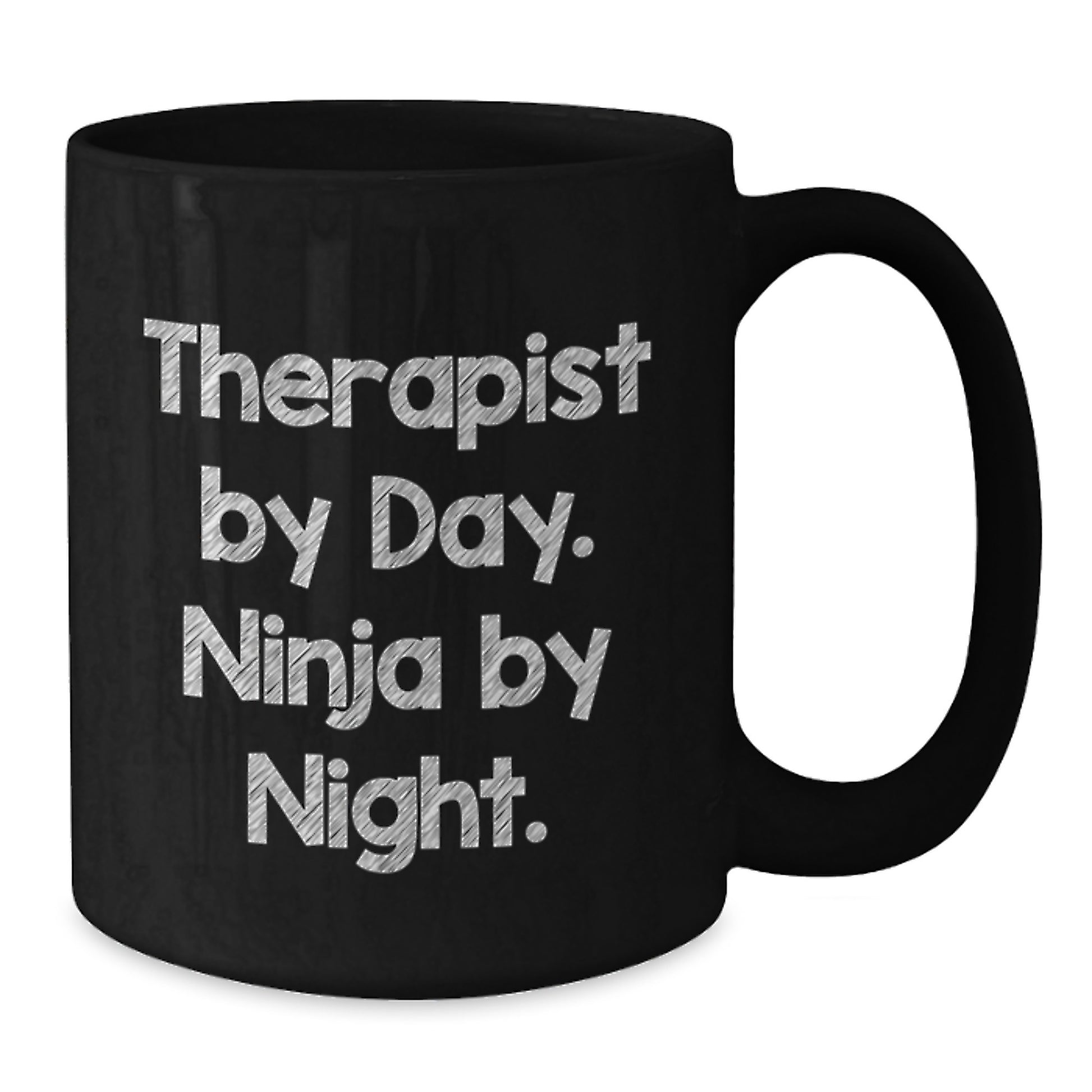 Therapist Gifts from Friends, Funny Quote on Black Coffee Mug, Birthday Unique Present, Therapist By Day. Ninja By Night. - Additional