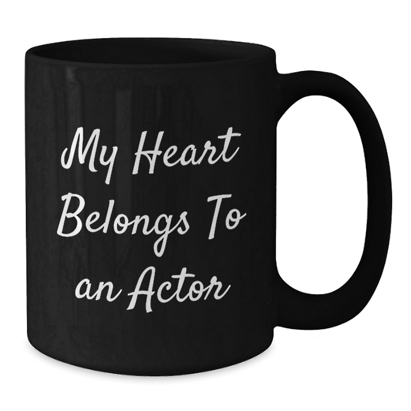 Funny Actor Gifts for Him, Black Coffee Mug, Christmas Unique Gifts from Friends, 'My Heart Belongs To An Actor' - Additional