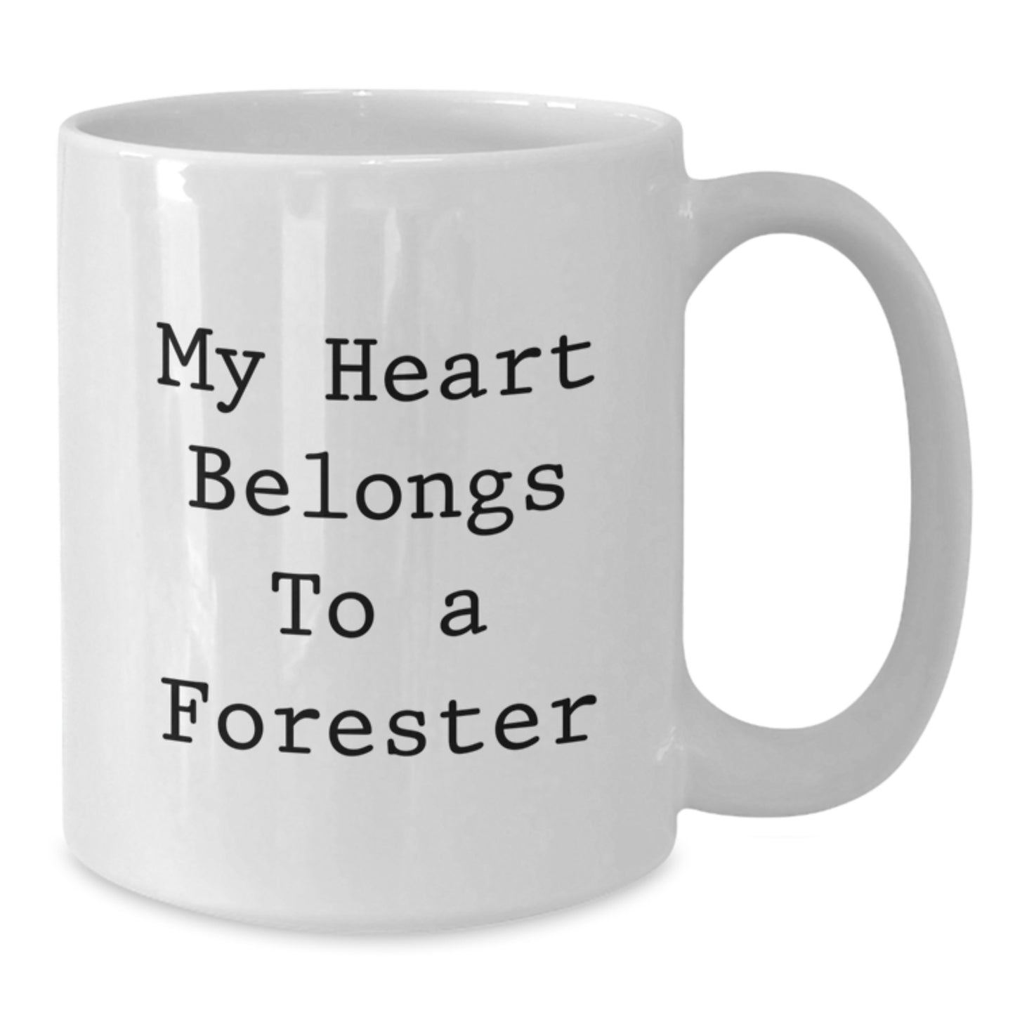 Funny Forester Gifts, My Heart Belongs To A Forester, White Coffee Mug for Birthday, Gifts from Men, Gifts for Forester - Additional