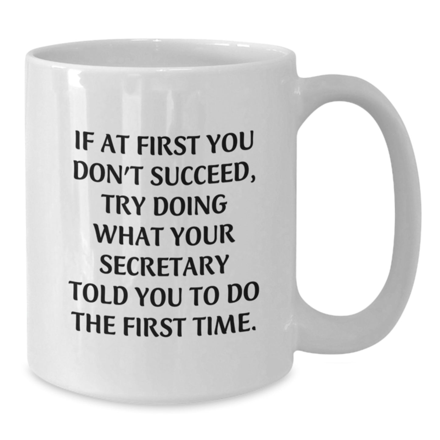 Funny Secretary Gifts - White Coffee Mug, If At First You Don't Succeed, Try Doing What Your Secretary Told You To Do The First Time - Christmas Unique Gifts from Friends to Secretary - Additional