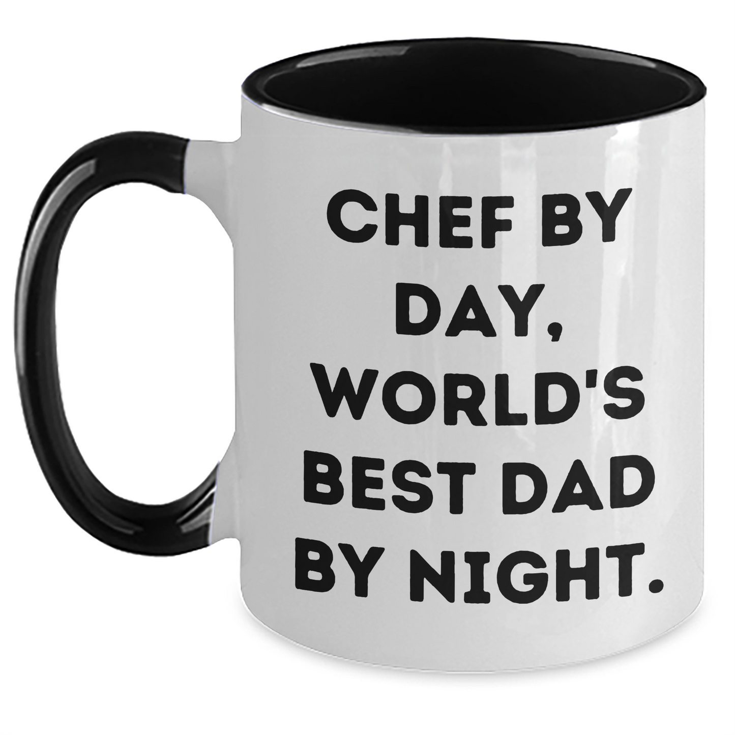 Funny Chef Gifts from Dad to Men Graduation Unique Two Tone Coffee Mugs, Chef By Day, World's Best Dad By Night. - Main
