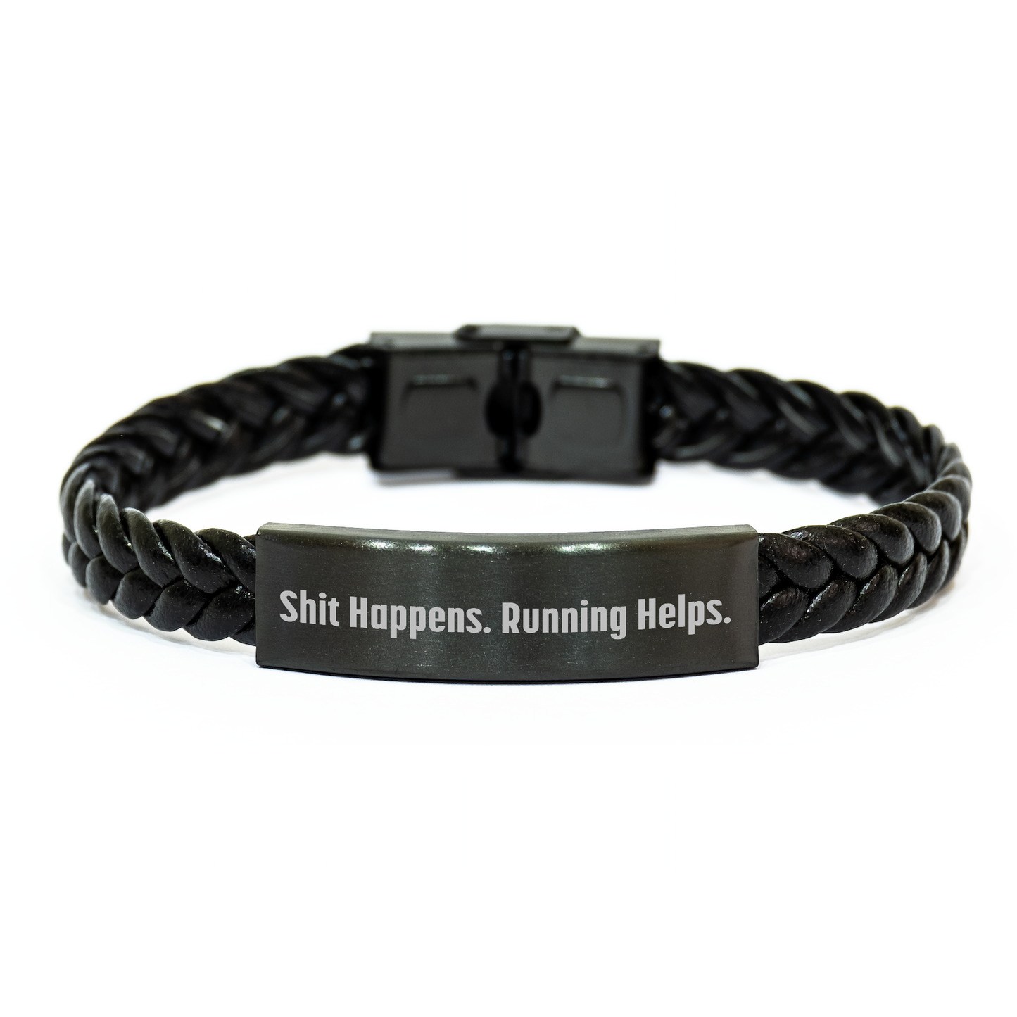 Funny Running Motivation Gifts from Friends for Running Lovers, Interlaced Leather Bracelet with Stainless Steel for Graduation Unique Gifts - Image 1