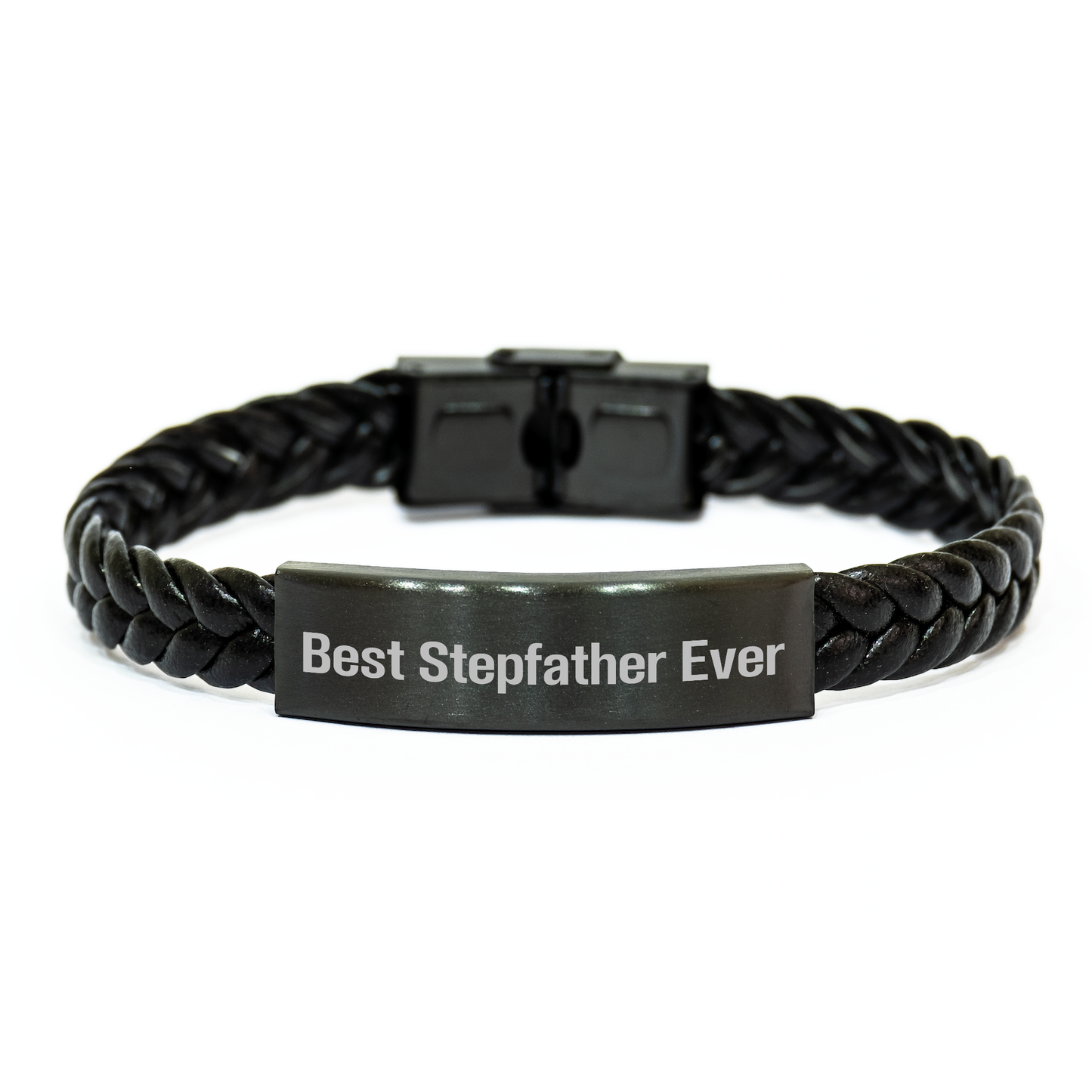 Funny Stepfather Quotes Interlaced Leather Bracelet Gifts from Men to Best Stepfather Ever on Graduation Day, Unique Stepfather Gifts for Him - Image 1