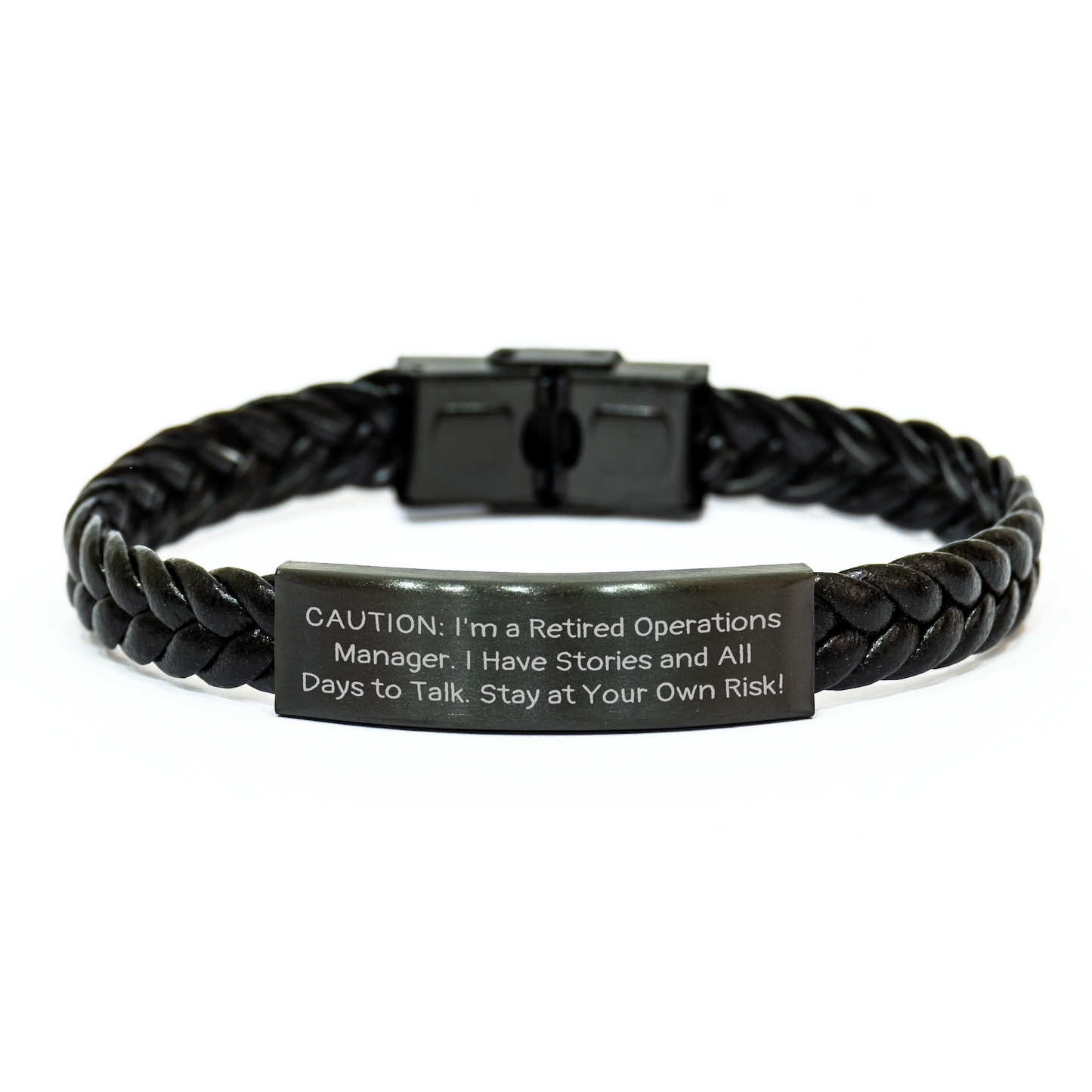 Operations Manager Gift Funny Quote Interlaced Leather Bracelet, Gifts from Friends to Operations Manager, Stay At Your Own Risk! - Graduation Unique Present for Men or Women - Image 1