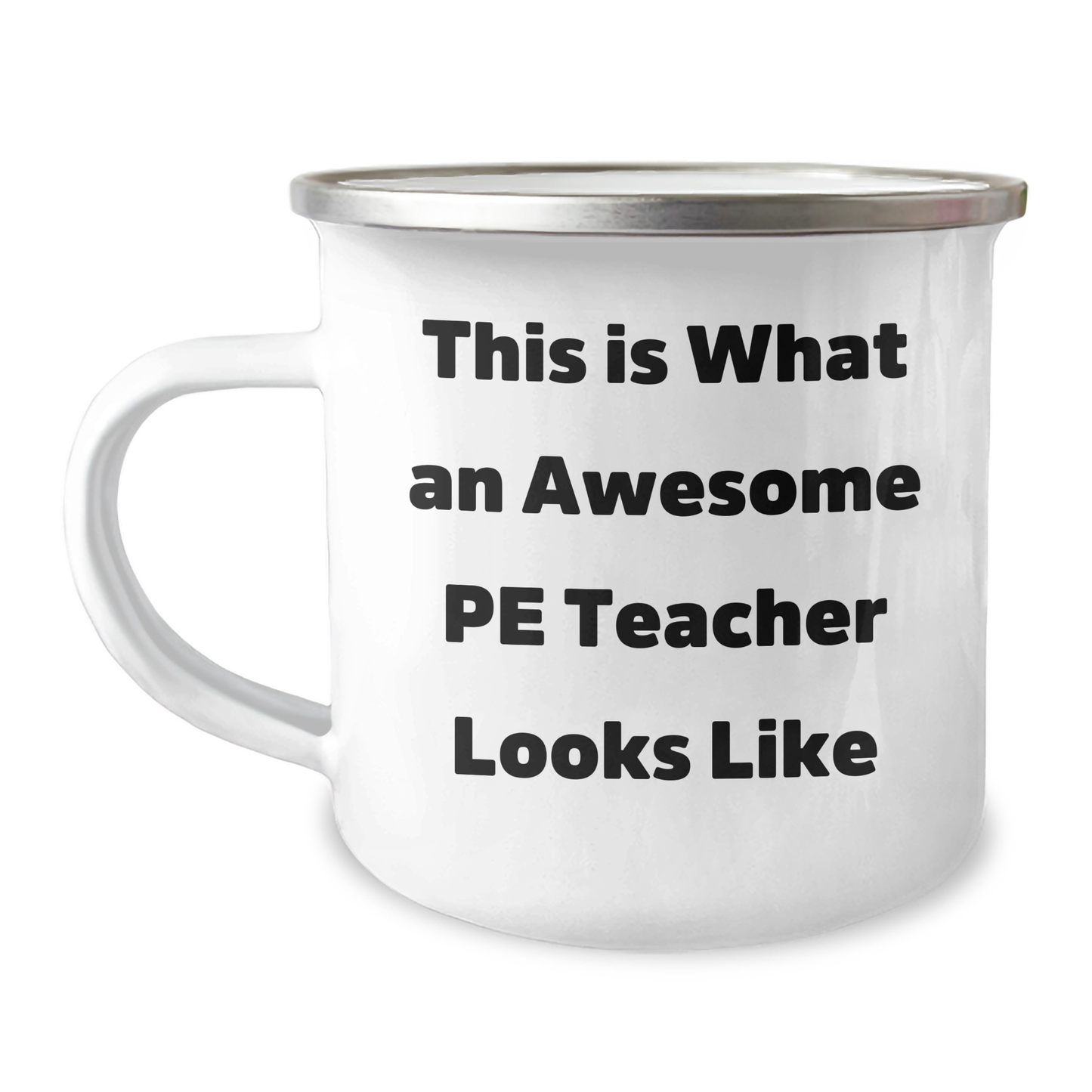 Inspirational PE Teacher Gifts from Friends for Graduation, Funny Camping Mug, 'This Is What An Awesome PE Teacher Looks Like' - Image 1