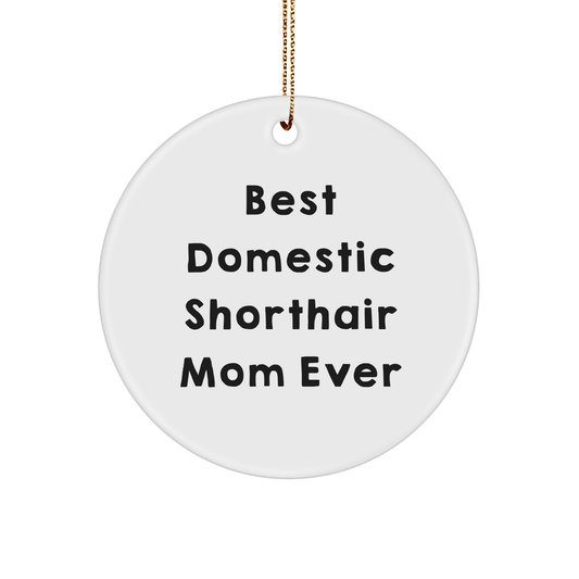 Domestic Shorthair Cat Mom Funny Circle Ornament, Gifts from Family for Best Mom Ever, Christmas Unique Gifts - Image 1