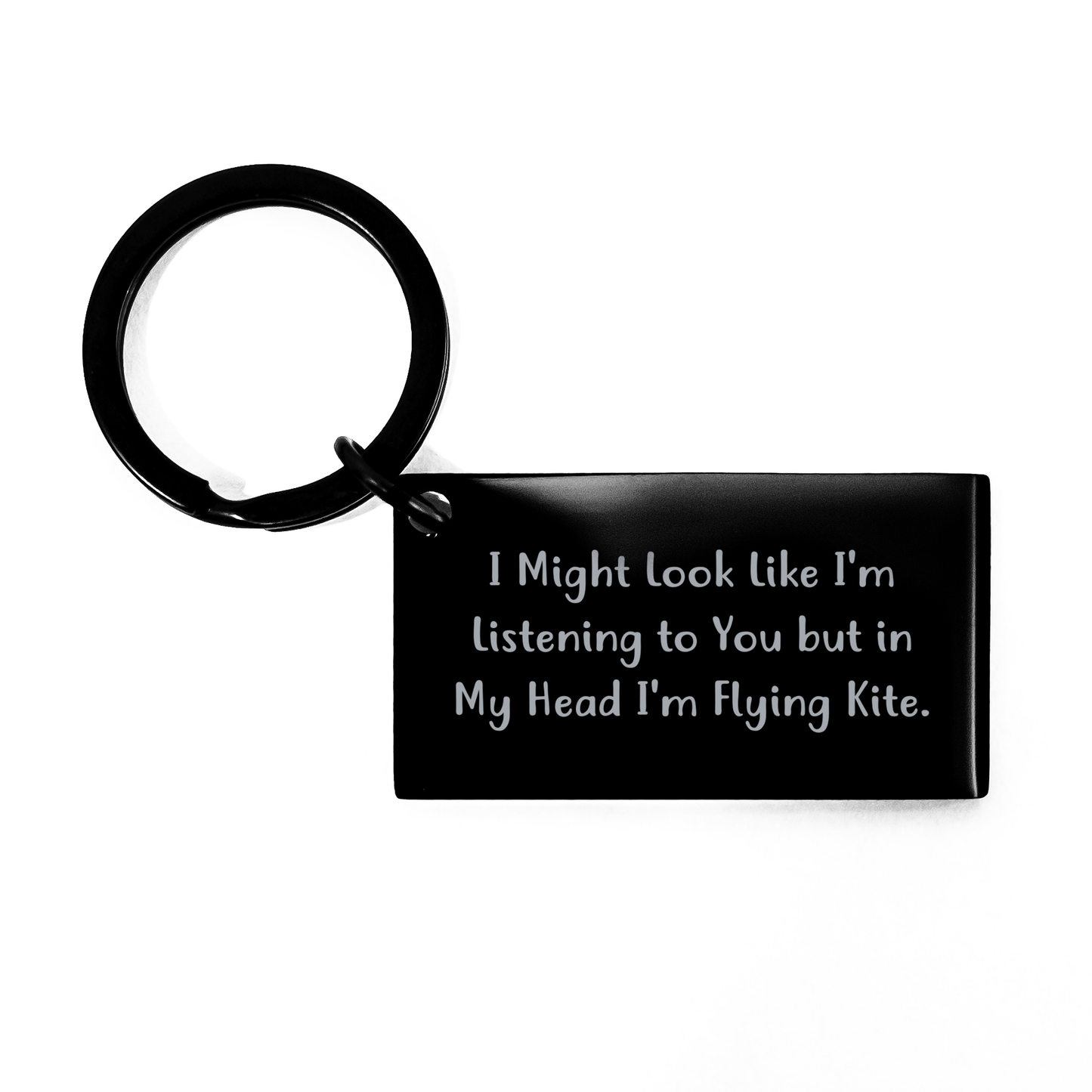 Kite Flying Inspirational Keychain Gifts from Friends for Kite Flying Enthusiasts, Funny Quote, 1.57 x 0.87 inches, Stainless Steel, Black - Image 1