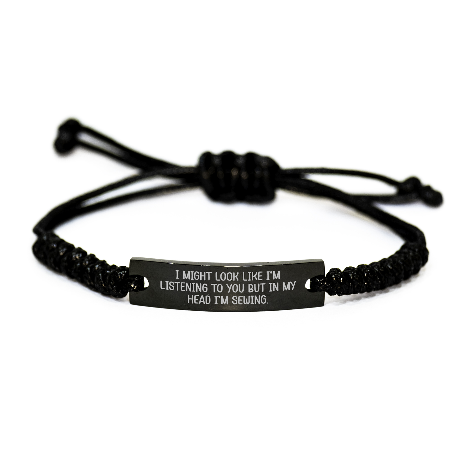 Sewing Enthusiasts Gifts, Funny Quote Rope Bracelet for Sewing Lovers, Adjustable Graduation Unique Gifts from Friends to Family - Image 1