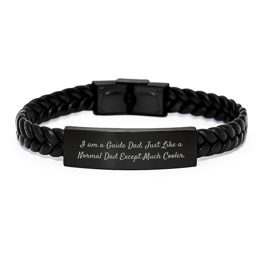 A Cool Guide Dad Gift, Funny Interlaced Leather Bracelet for Men, Unique Christmas Unique Gifts from Friends, Funny Guide Gifts for Guide - Image 1