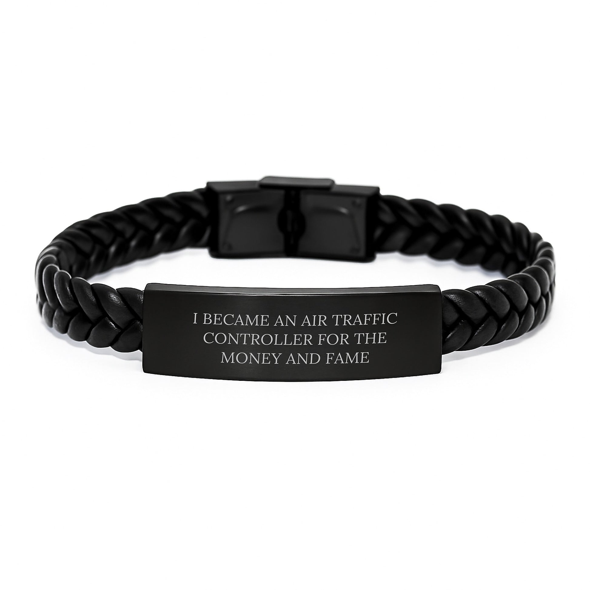 Air Traffic Controllers Funny Quote Interlaced Leather Bracelet, Christmas Unique Gifts from Men to Air Traffic Controller Friends - Image 1