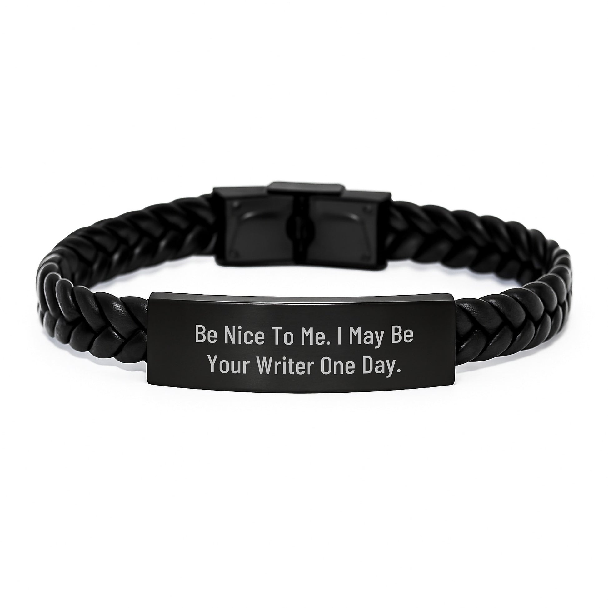 Writer's Inspiration, Funny Quote Interlaced Leather Bracelet, Unique Gifts for Writers, Christmas Unique Ideas for Men, Women, Friends, Coworkers - Image 1