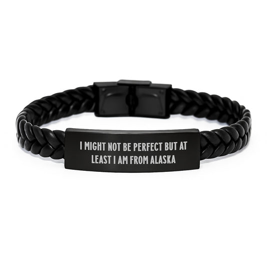 Alaska Inspired Interlaced Leather Braclet, 'I Might Not Be Perfect', Unique Gifts from Friends to Family for Graduation - Image 1
