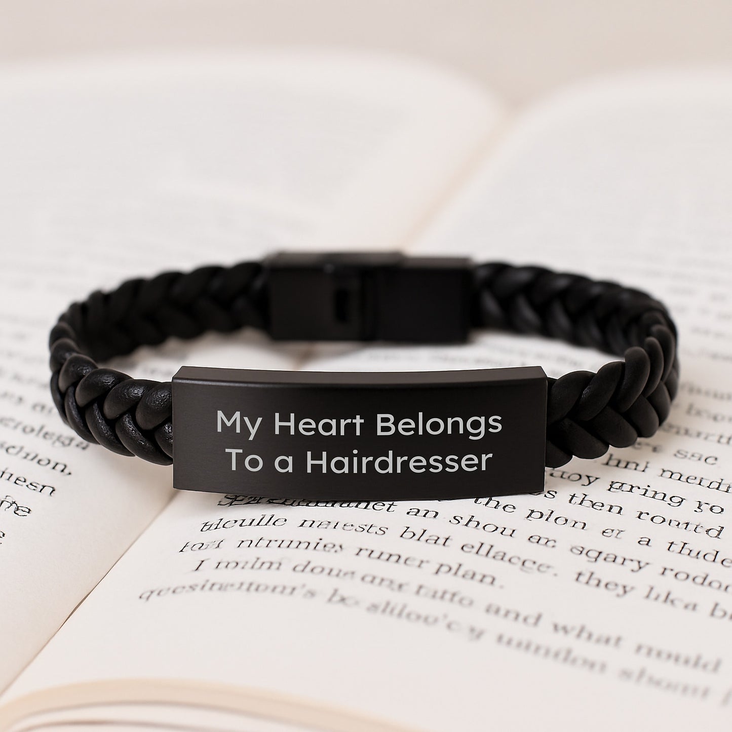 Funny Hairdresser Gifts from Friends, My Heart Belongs To A Hairdresser Interlaced Leather Birthday Unique Gifts for Hairdresser - Image 3