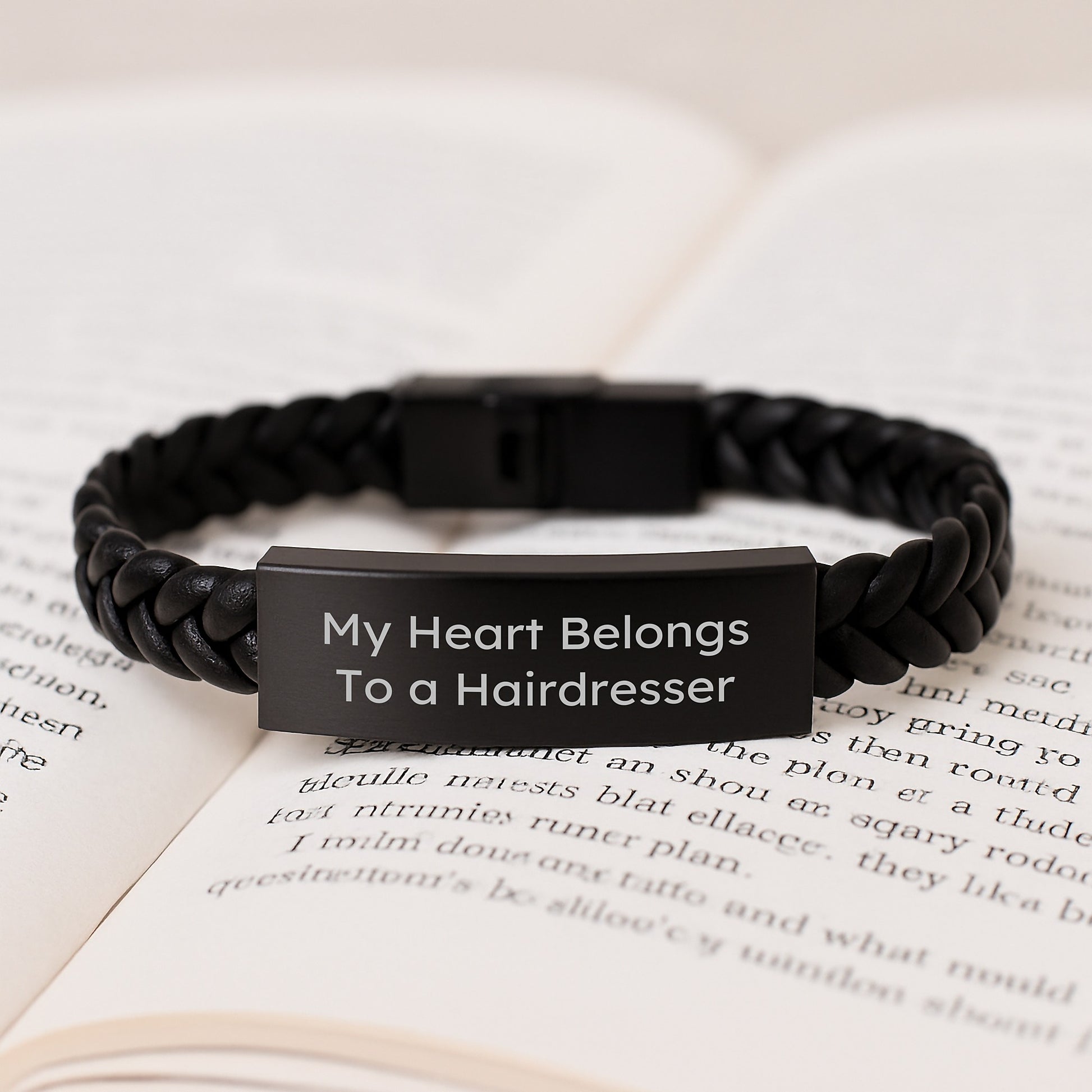 Funny Hairdresser Gifts from Friends, My Heart Belongs To A Hairdresser Interlaced Leather Birthday Unique Gifts for Hairdresser - Image 3