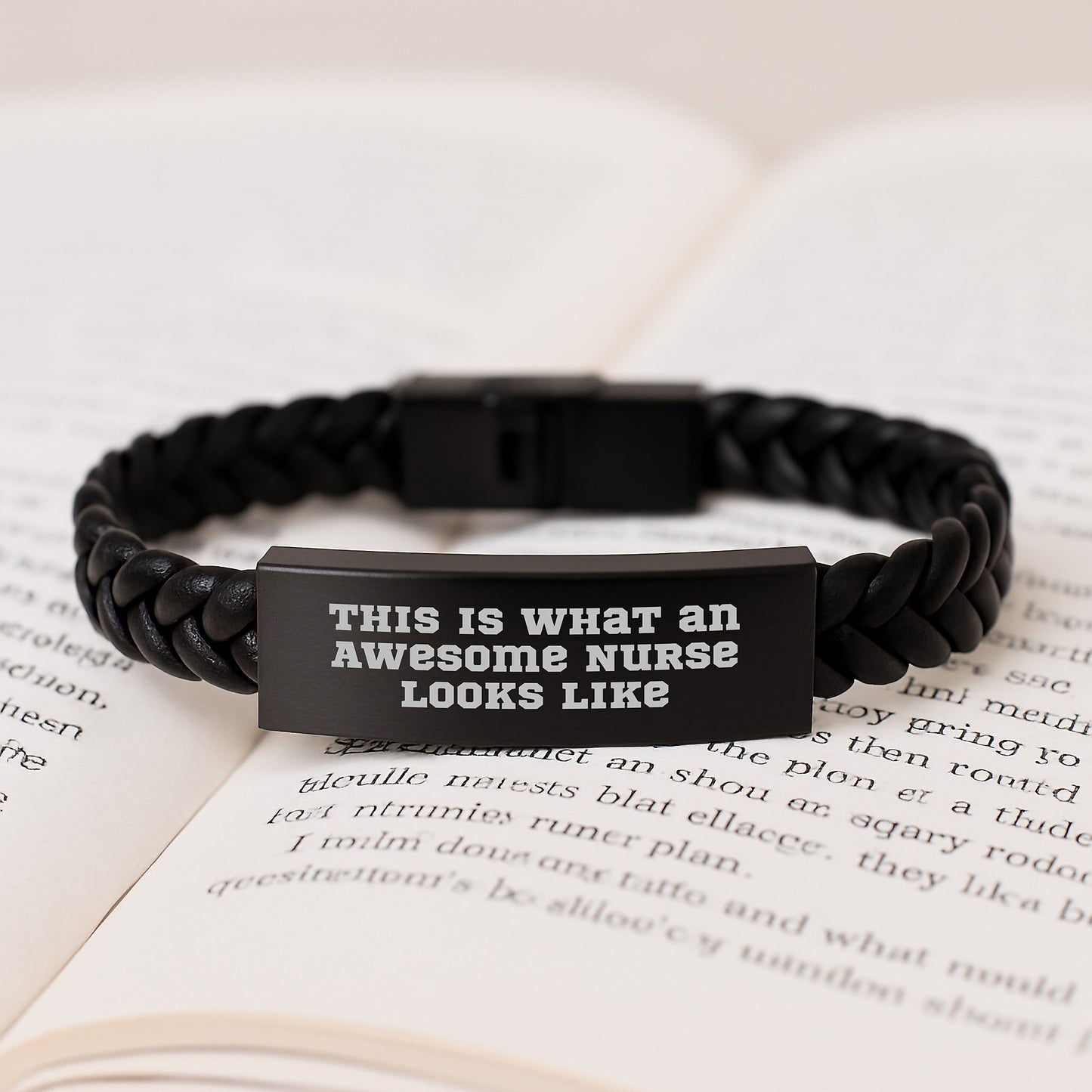 Funny Nurse Gifts for Her Birthday - Interlaced Leather Bracelet from Friends, 'This Is What An Awesome Nurse Looks Like' - Image 3