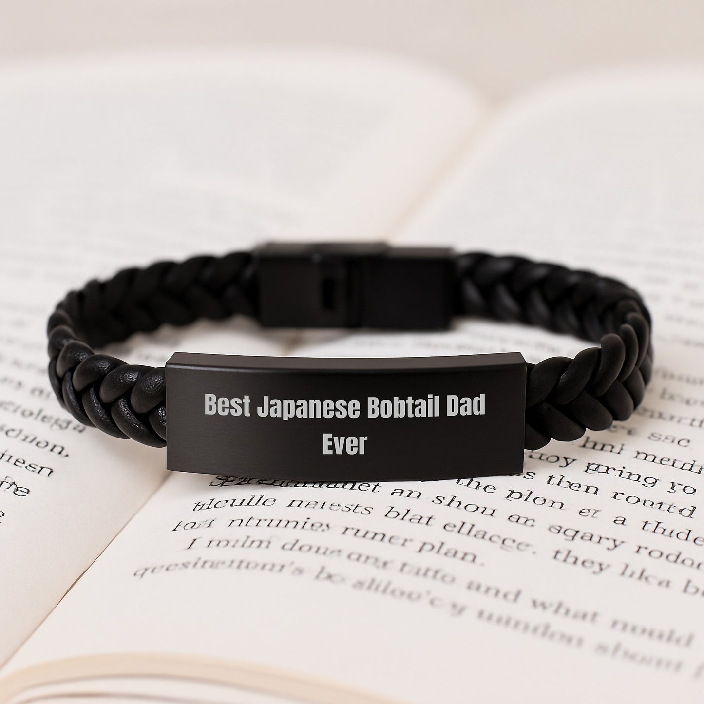 Japanese Bobtail Cat Dad Ever Interlaced Leather Bracelet Gifts from Men to Japanese Bobtail Cat Friends for Graduation - Image 3