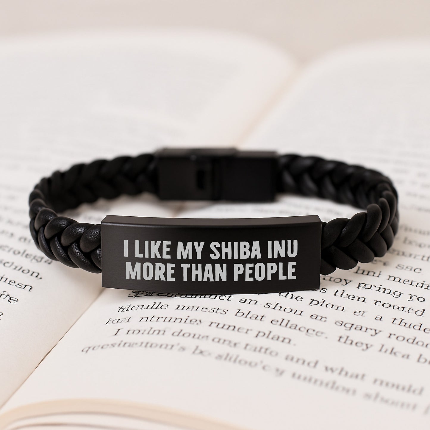Funny Shiba Inu Dog Gifts for Men from Women - Interlaced Leather Birthday Unique Gifts with 'I Like My Shiba Inu More Than People' Quote - Image 3