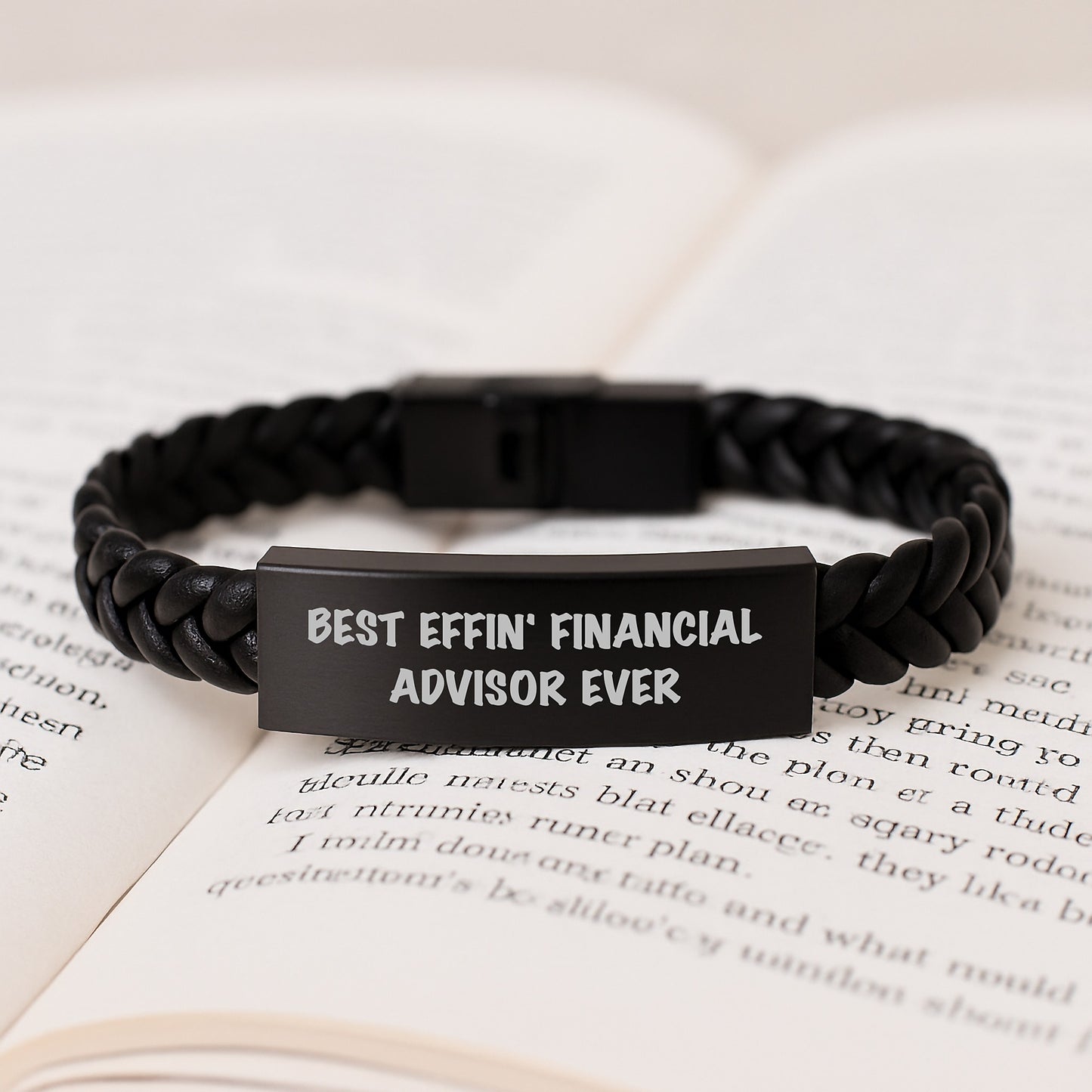 Funny Financial Advisor Gifts from Men, Interlaced Leather Bracelet with 'Best Effin' Financial Advisor Ever' Quote, Unique Christmas Unique Gifts for Financial Advisor - Image 3