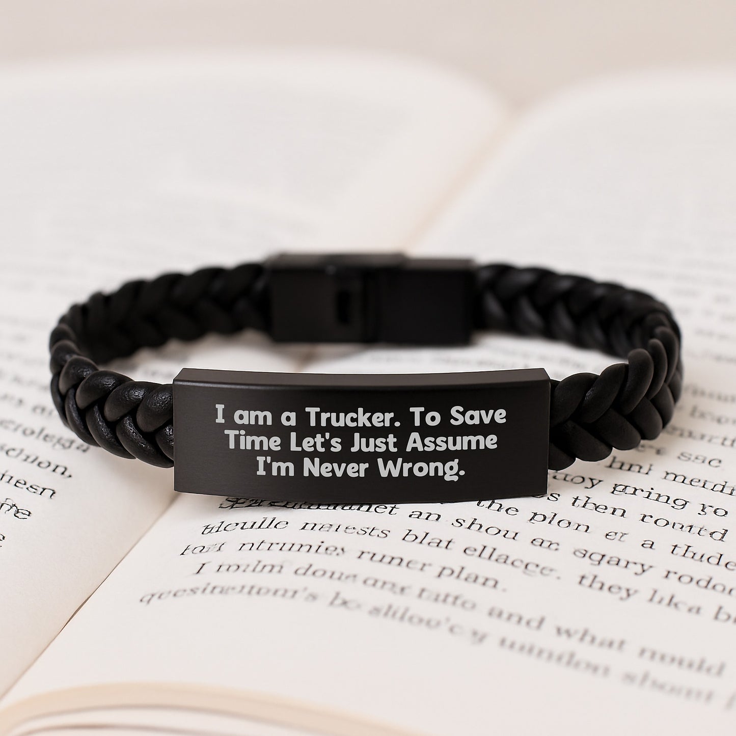 Funny Trucker Inspirational Gift for Trucker, Trucker Leather Interlaced Bracelet, Men's Truckers Christmas Unique Gifts from Friends, Coworkers, Family - Image 3
