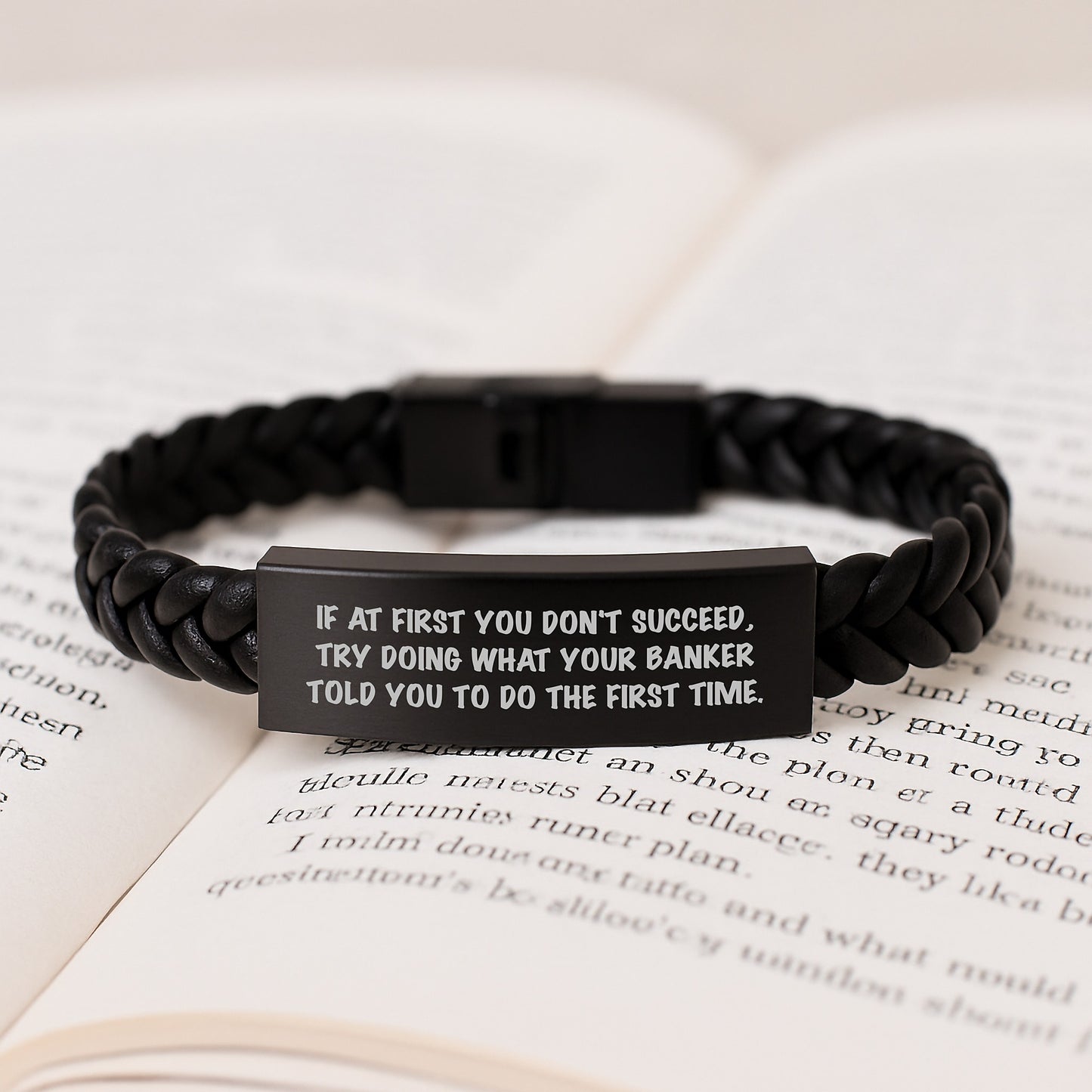 Funny Banker Gifts, Interlaced Leather Bracelet for Men, Christmas Unique Presents for Friends, Coworkers, Family from Banker, Gift Ideas for Bankers, Inspirational Quote - Image 3