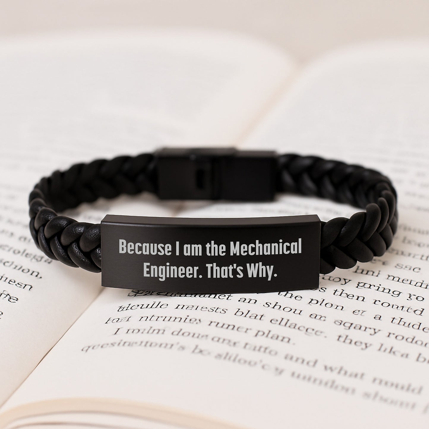 Funny Mechanical Engineer Gifts from Men, Interlaced Leather Bracelet for Husband, Mechanical Engineer Quote 'Because I Am The Mechanical Engineer. That's Why.' Christmas Unique Gifts - Image 3