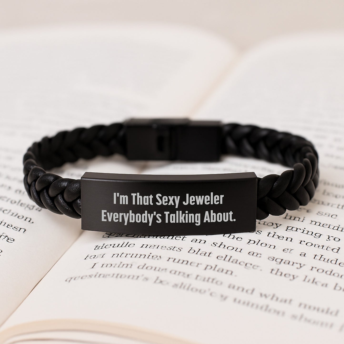 Sexy Jeweler Gifts from Men to Jeweler Friends and Family, Interlaced Leather Bracelet with Funny Quote 'I'm That Sexy Jeweler Everybody's Talking About', Unique Christmas Unique Gift Ideas - Image 3
