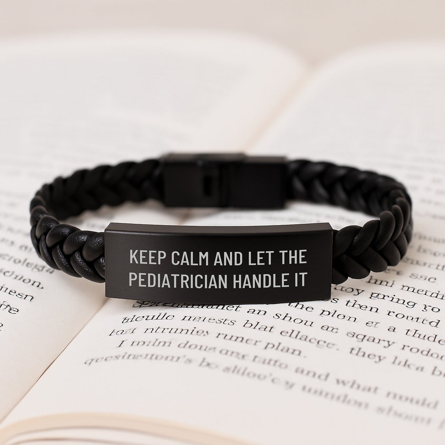 Funny Pediatrician Gifts, Interlaced Leather Bracelet for Men from Family - Keep Calm And Let The Pediatrician Handle It - Image 3