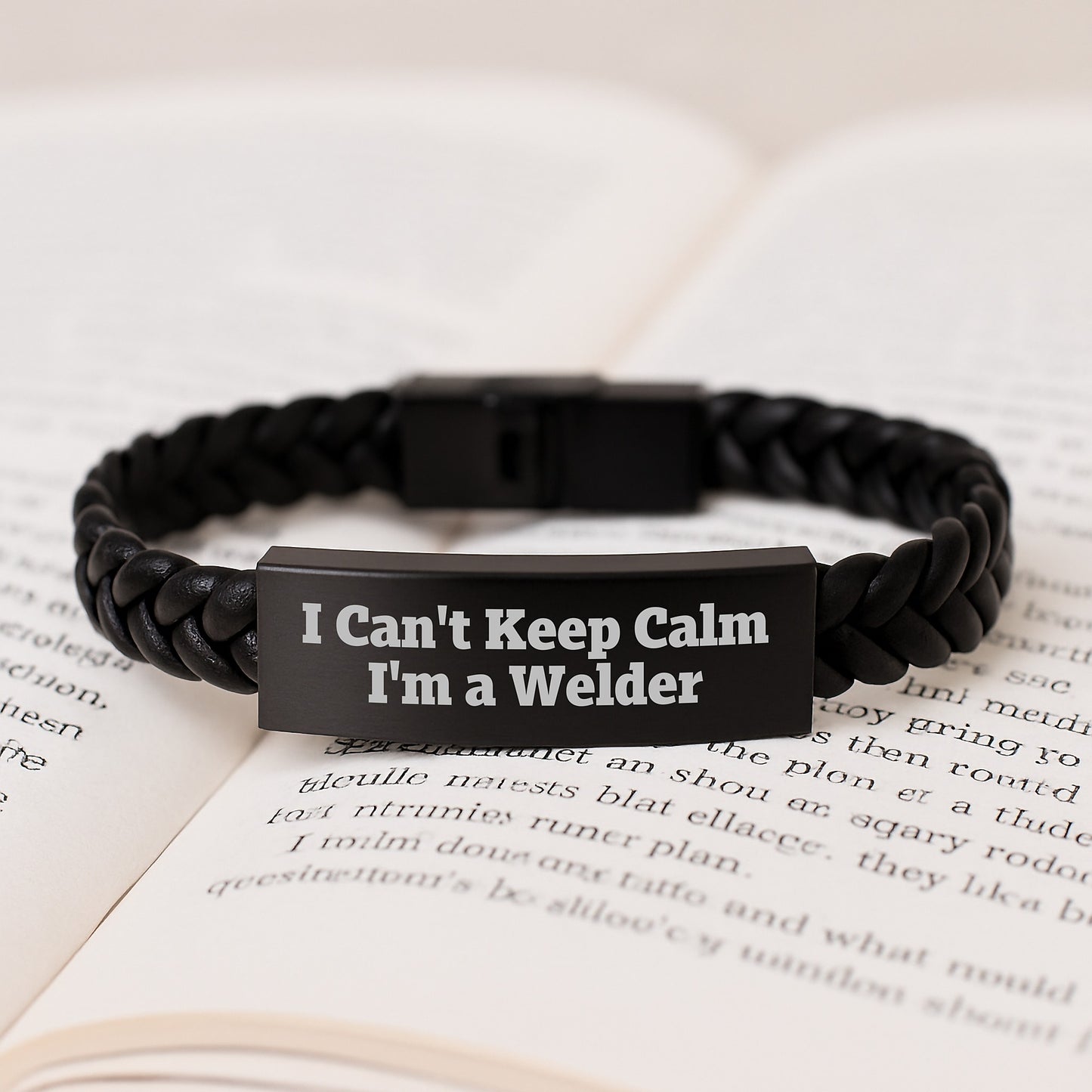 Welder Gifts from Friends, Unique Birthday Unique Gifts for Men, I Can't Keep Calm I'm A Welder Interlaced Leather Bracelet - Image 3