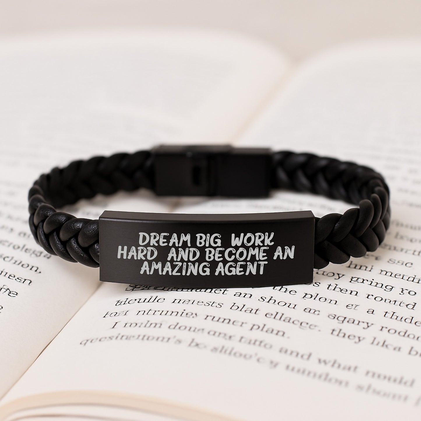 Dream Big Agent Interlaced Leather Bracelet Gifts from Family for Men - Image 3