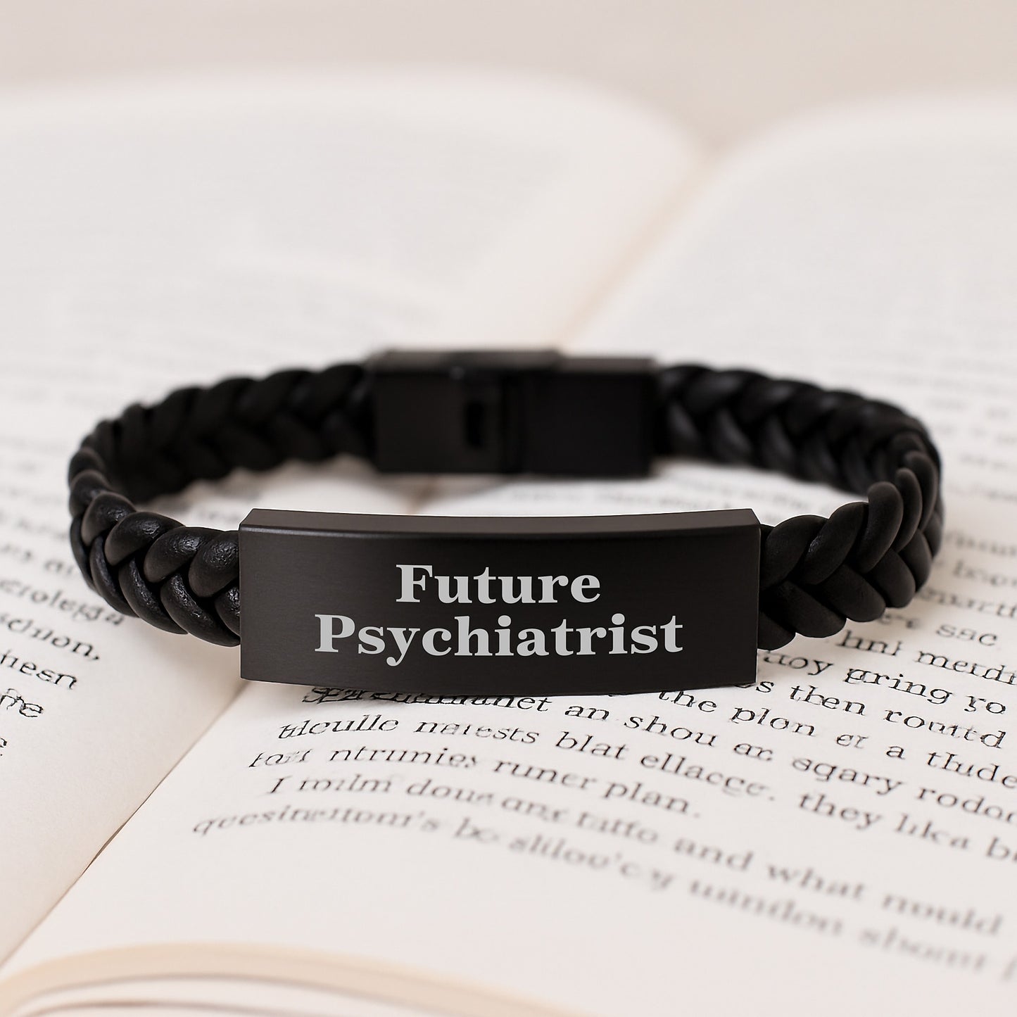 Inspiring Gifts for Future Psychiatrist, Funny 'Future MD' Interlaced Leather Bracelet, Stainless Steel and PU Leather, Christmas Unique Presents, Gifts from Friends to Family - Image 3