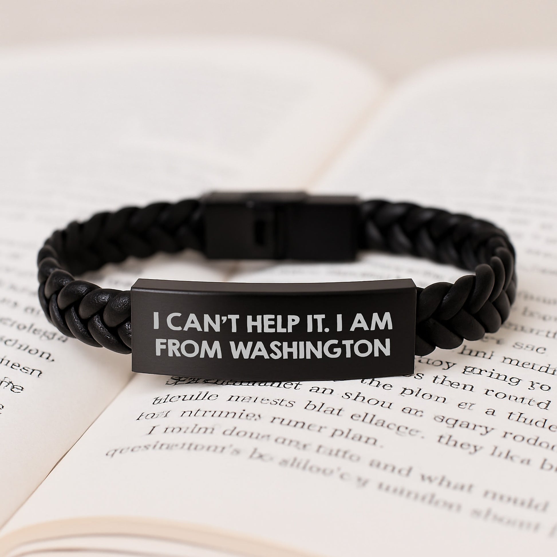 Washington Proud Interlaced Leather Bracelet, Funny 'I Can't Help It. I Am From Washington' Quote, Birthday Unique Gifts for Men and Women from Friends, Family, or Coworkers - Image 3