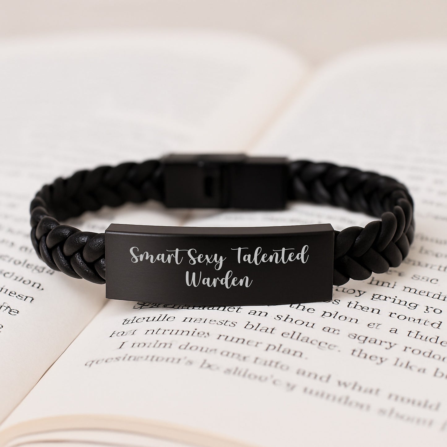 Warden's Proud, Funny Quote Interlaced Leather Braclet, Gifts from Friends for Warden's Birthday, Warden Gifts, Interlaced Leather Braclet for Men, Warden's Talented and Sexy - Image 3