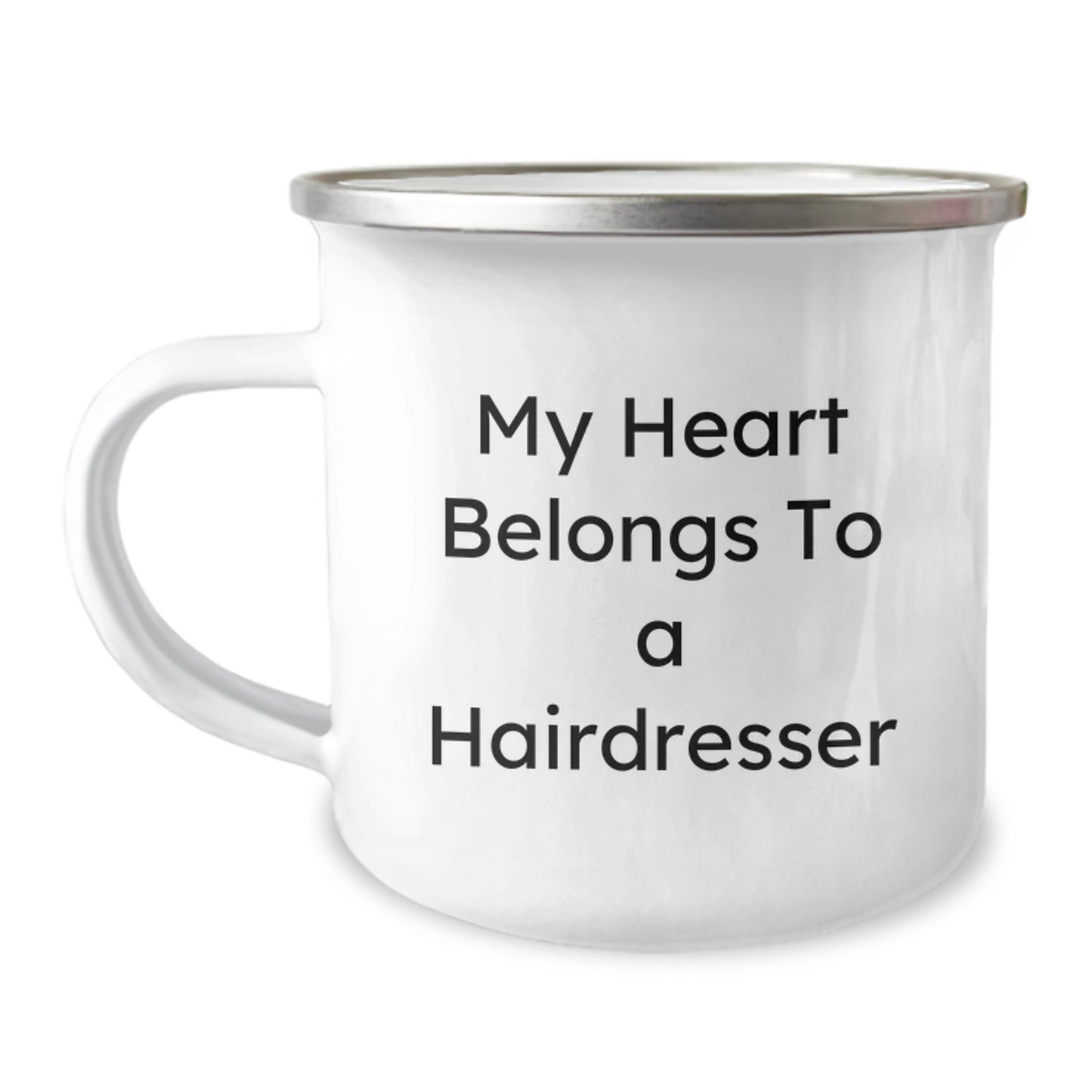 Funny Hairdresser Gifts from Men to Hairdresser on Birthday - My Heart Belongs To A Hairdresser Camping Mug - Image 1