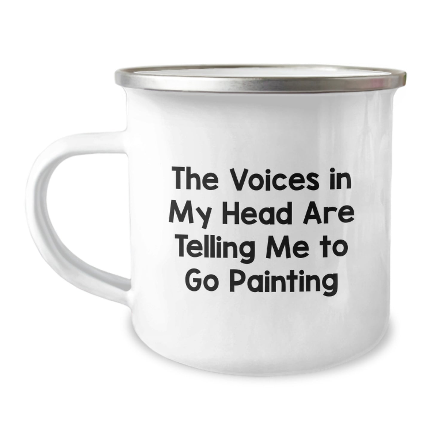 Funny Painting Inspiration Gifts from Friends for Men Women Coworkers Family Graduation Unique Gifts, The Voices In My Head Are Telling Me To Go Painting, 12 oz Stainless Steel Camping Mug - Image 1
