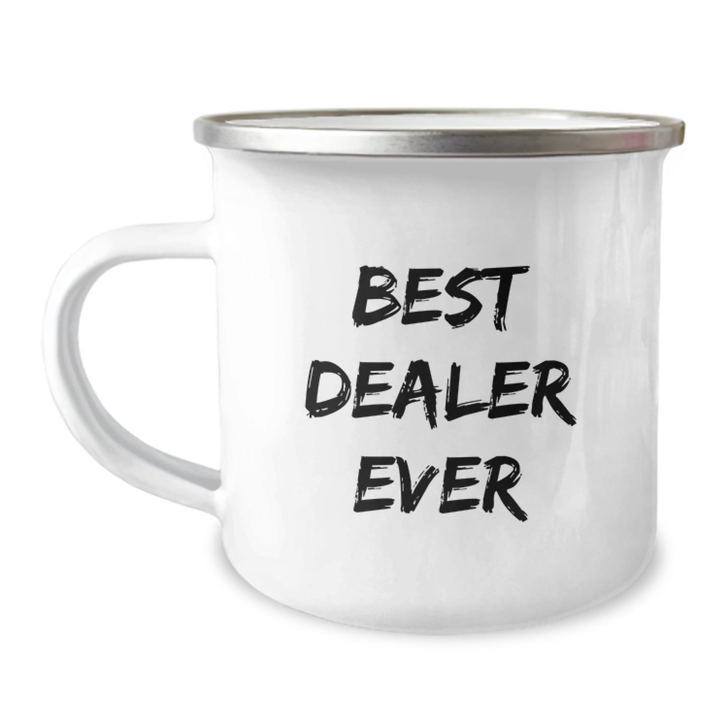 Funny Dealer Gifts - Best Dealer Ever Camping Mug for Birthday, Funny Gifts from Friends to Dealer, 12 oz Stainless Steel with Enamel Finish - Image 1