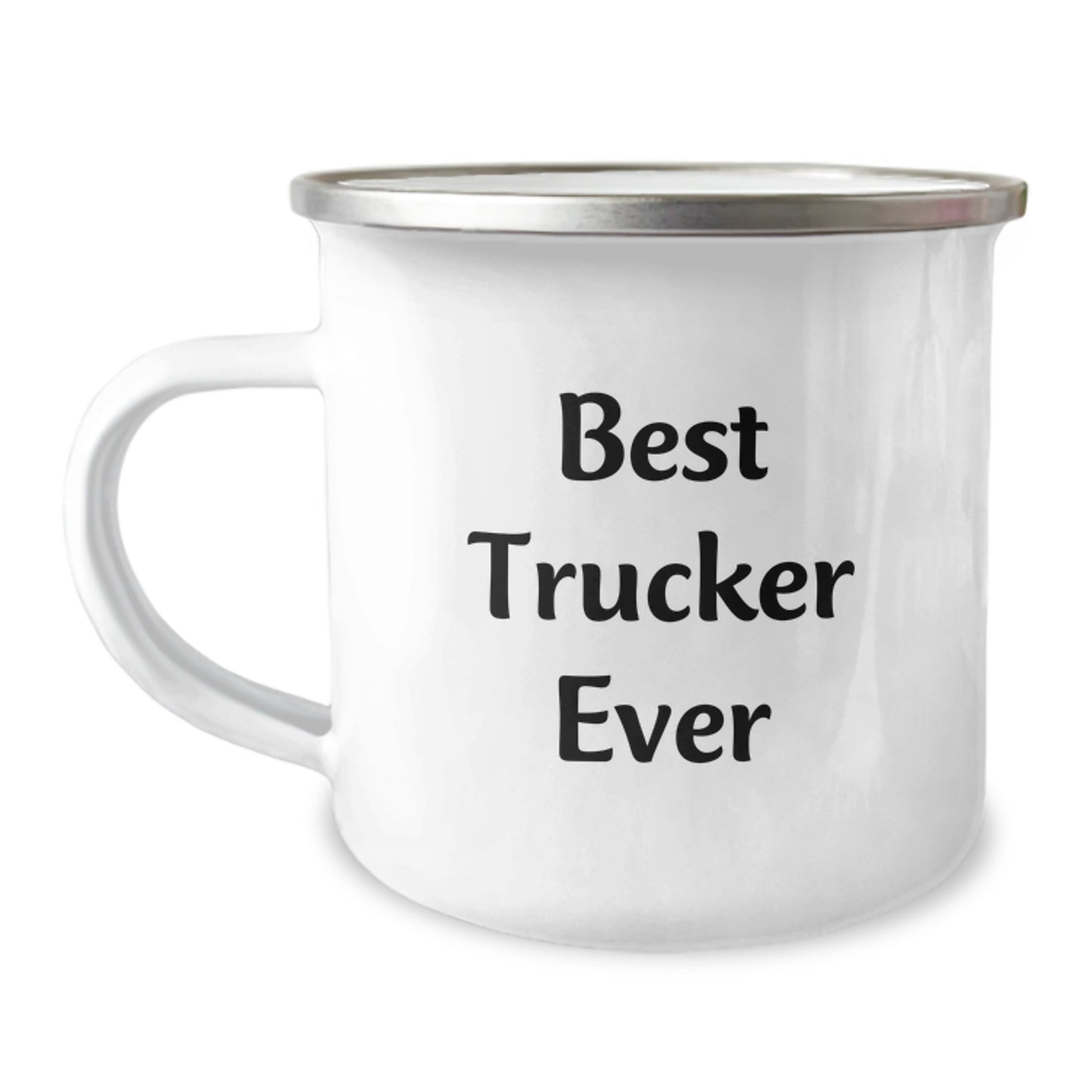 Funny Trucker Gifts from Friends, Best Trucker Ever Camping Mug for Graduation, Unique Gifts for Trucker Men and Women, 12 oz Stainless Steel with Enamel Finish - Image 1