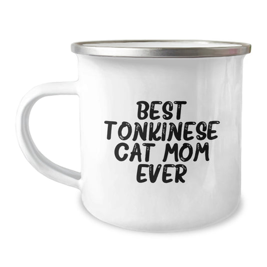 Tonkinese Cat Mom Gifts for Her, Best Mom Ever Funny Camping Mug, 12 oz Stainless Steel with Enamel Finish, Gifts from Mom to Friends, Family, Coworkers, or Women on Birthday - Image 1