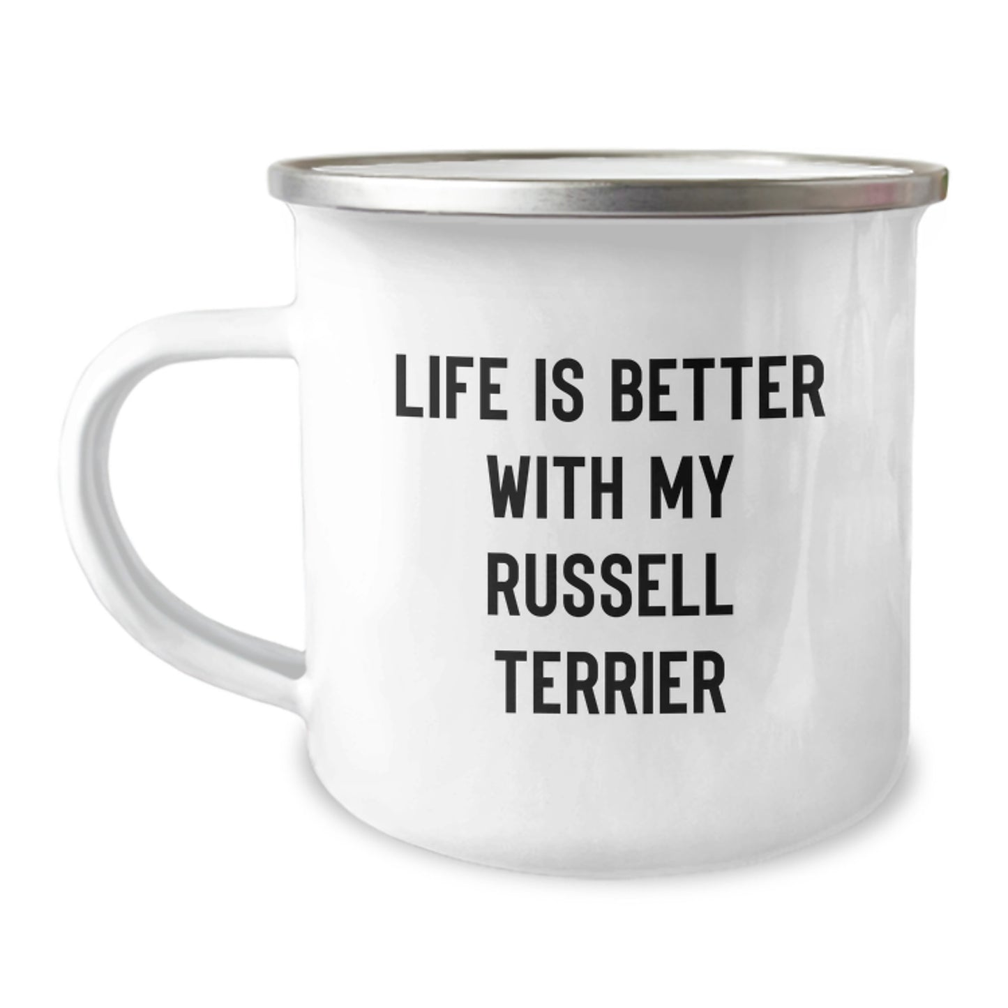 Funny Russell Terrier Dog Gifts from Friends for Birthday Camping Mug - Life Is Better With My Russell Terrier - Image 1
