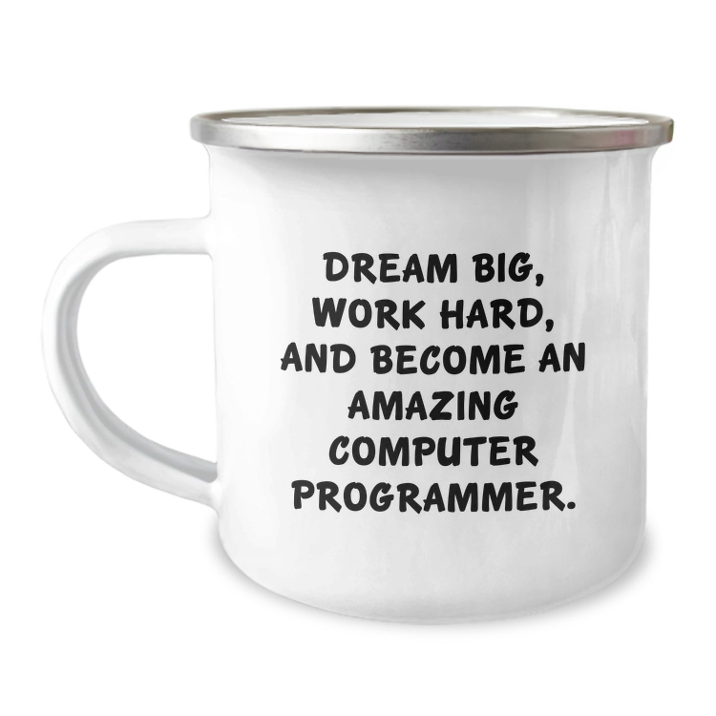Gifts from Friends for Computer Programmer, Funny Quote and 12 oz Stainless Steel Camping Mug, Graduation Unique Gifts for Men - Image 1