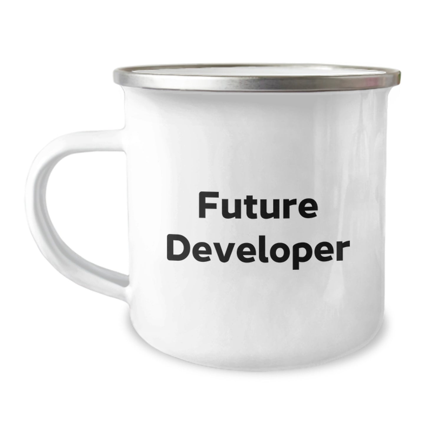 Funny Developer Gifts from Friends to Future Developers - Enamel Camping Mug for Graduation - Image 1