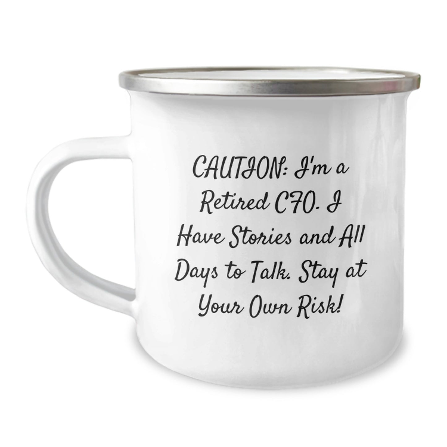 CFO Gifts from Friends, Unique Graduation Mugs for Men, 'Caution: I'm A Retired CFO. I Have Stories And All Days To Talk. Stay At Your Own Risk!' Camping Mug for CFO Lovers - Image 1