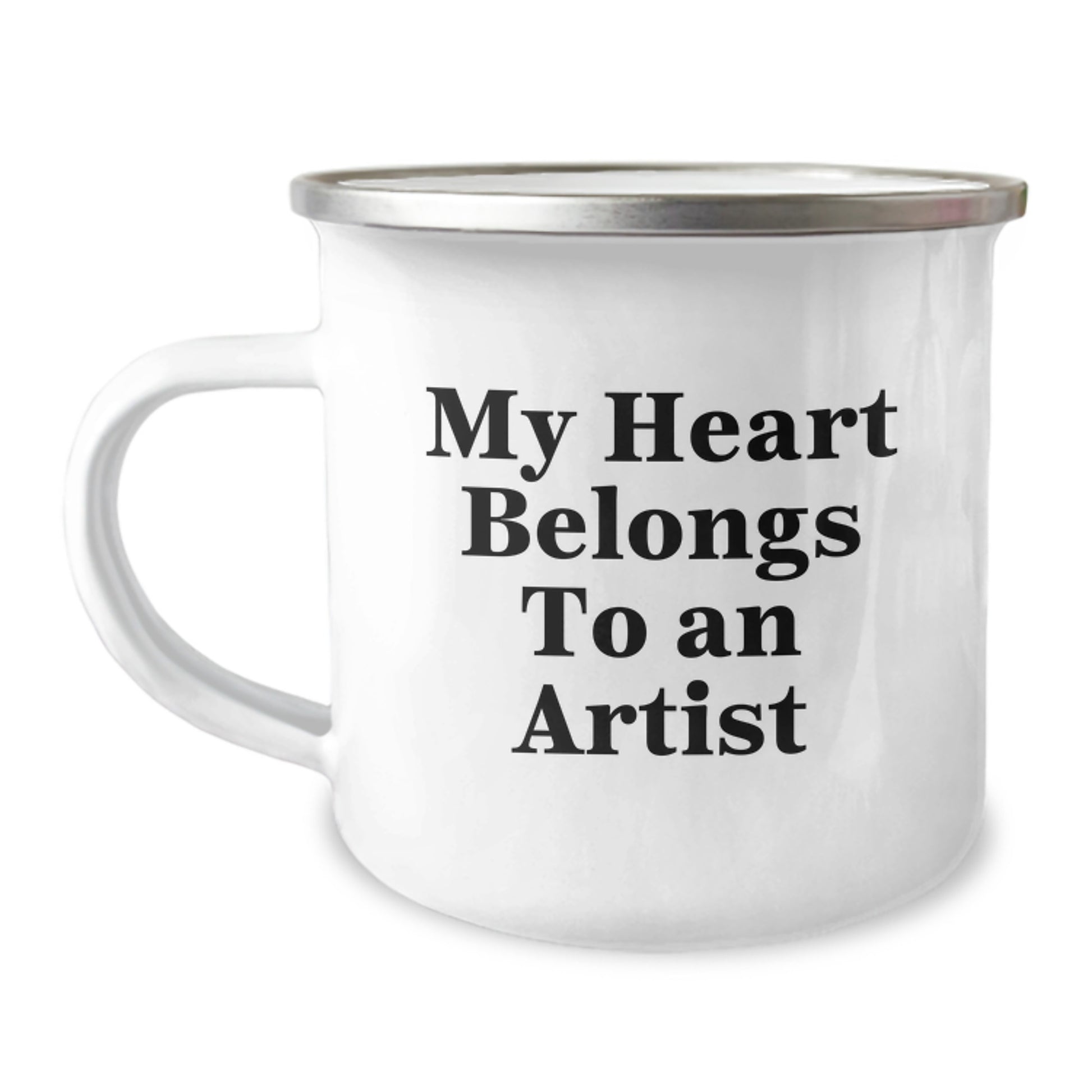 Artist Gifts from Friends - My Heart Belongs To An Artist Funny Camping Mug for Birthday, Perfect for Artists, 12 oz Stainless Steel with Enamel Finish - Image 1
