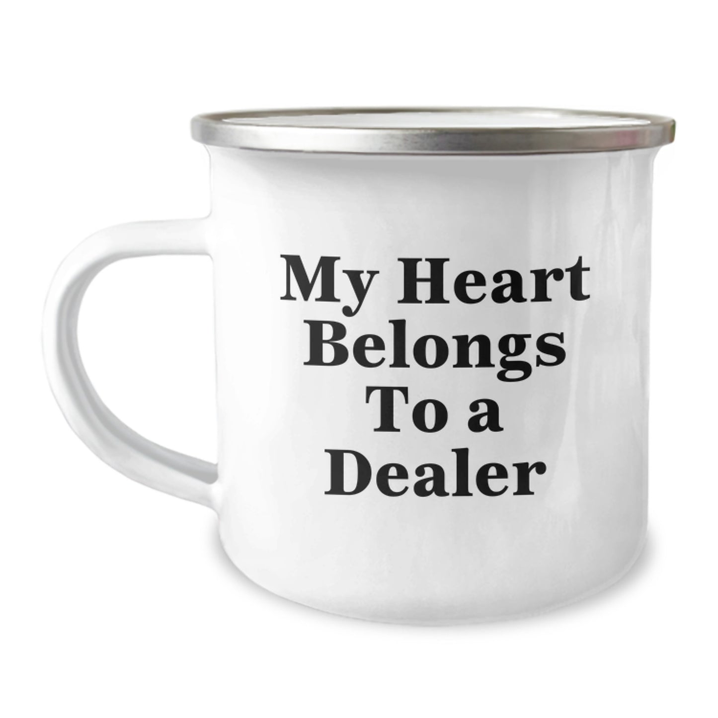 Funny Dealer Gifts from Friends for Him - My Heart Belongs To A Dealer Camping Mug, Unique Birthday Presents for Men - Image 1